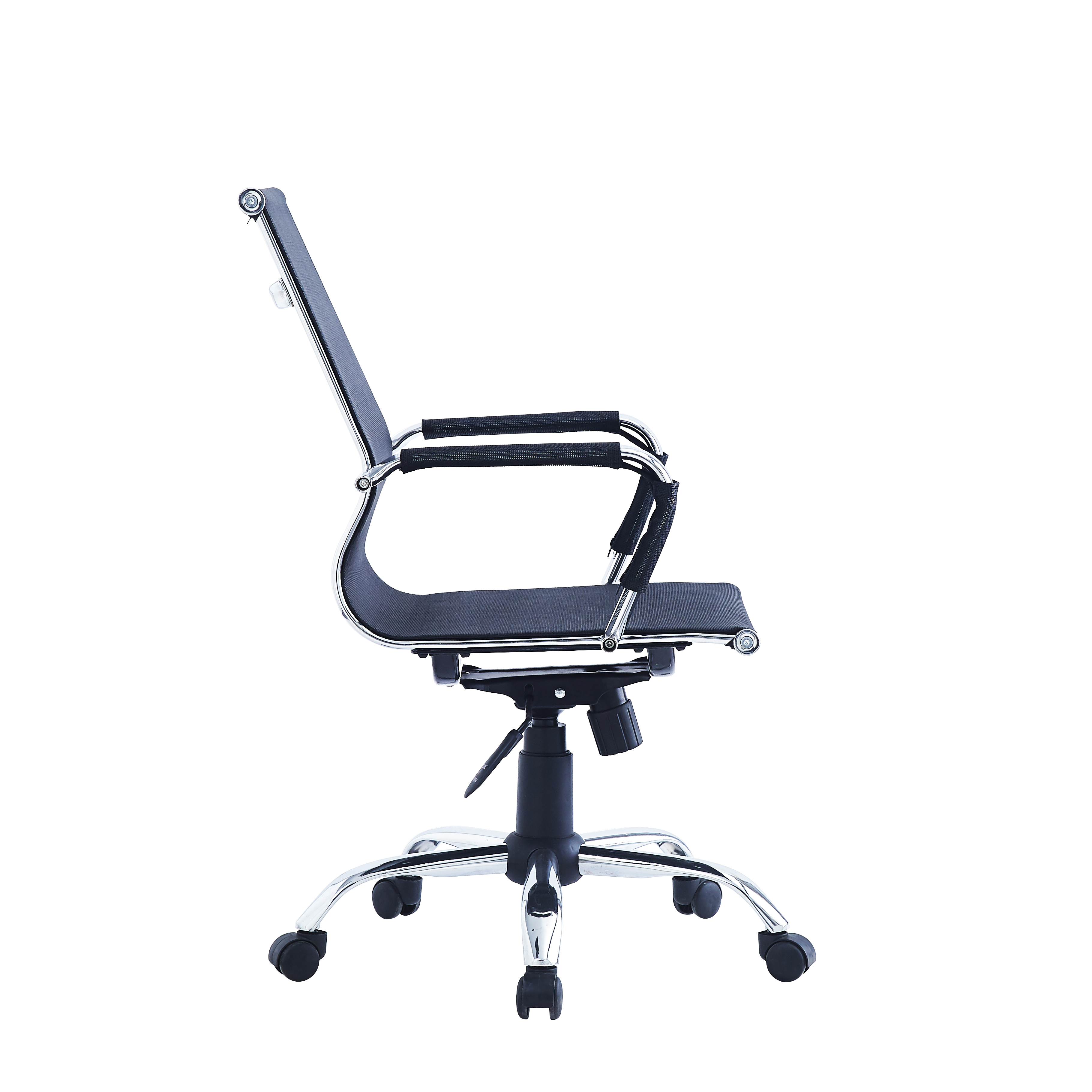 Silla de Oficina Giratoria Negra con Altura Ajustable. Estructura de Aluminio y Polipropileno