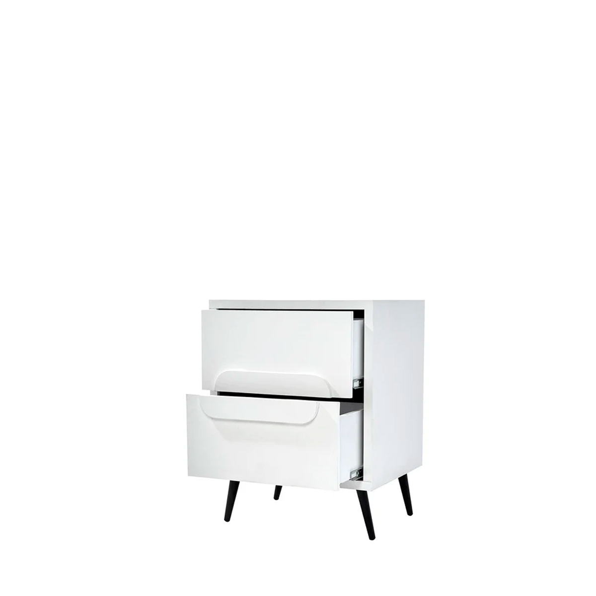 Buró Color Blanco con 2 Cajones, Soporte Metálico y Estructura de Madera MDF