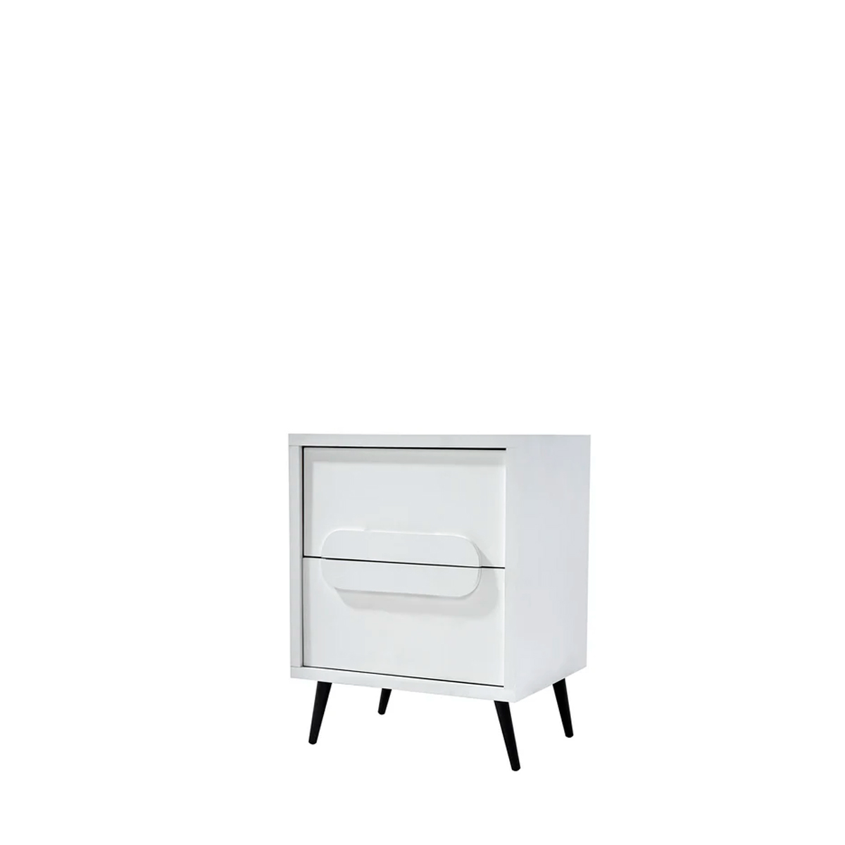 Buró Color Blanco con 2 Cajones, Soporte Metálico y Estructura de Madera MDF
