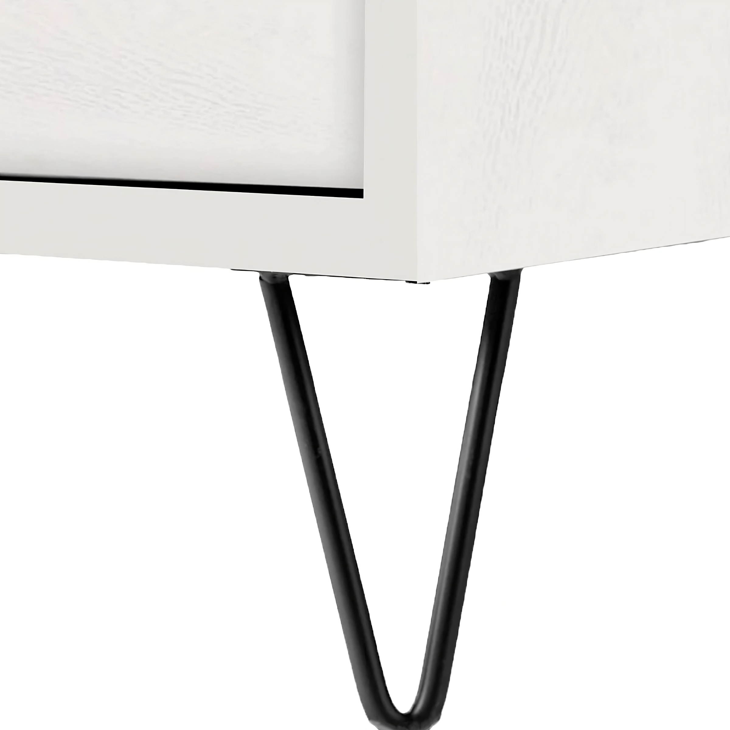 Buró Blanco con 2 Cajones. Patas Metálicas Color Negro y Estructura de Madera MDF