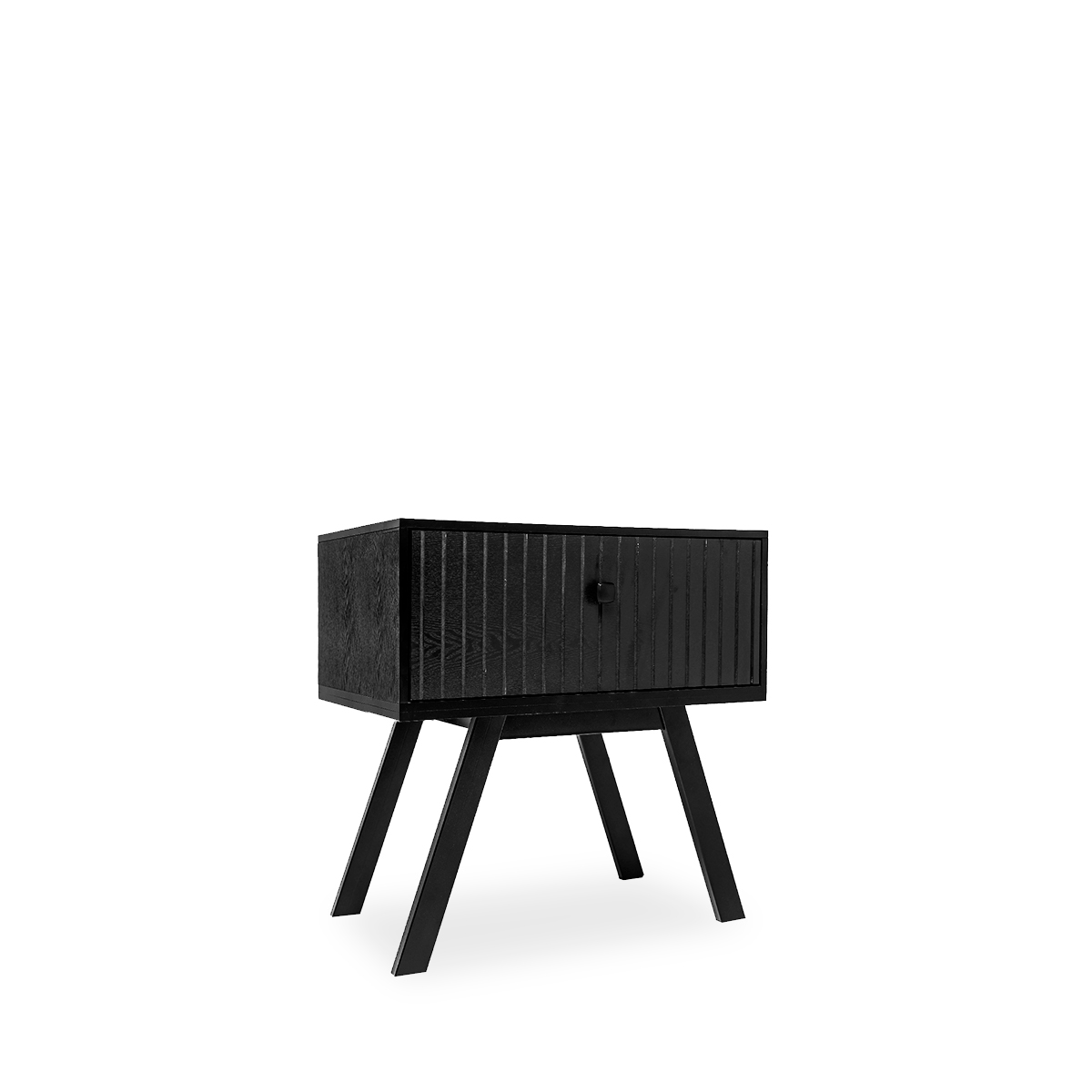 Buró Negro con 1 Cajón con Diseño en Líneas Verticales y Estructura de Madera MDF