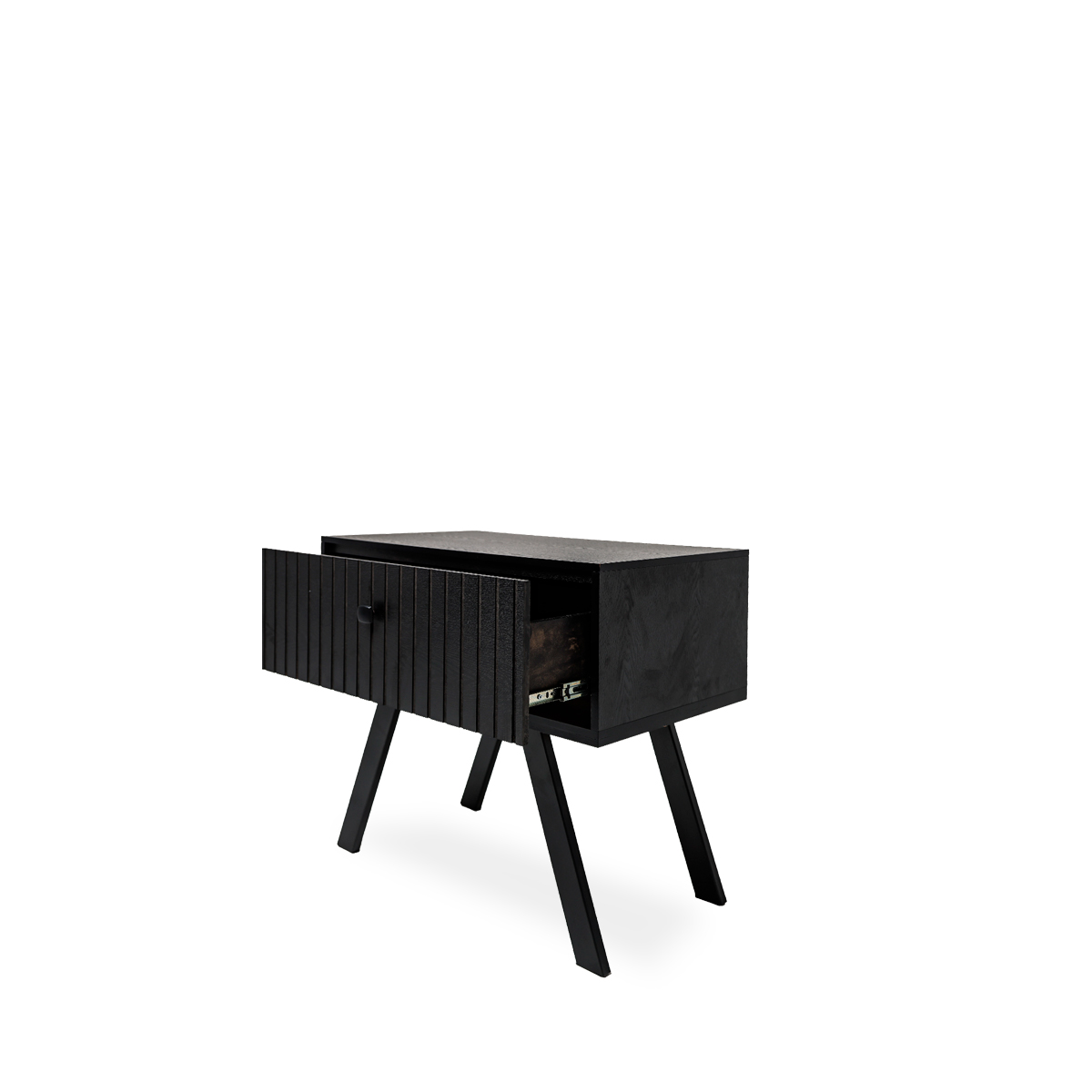 Buró Negro con 1 Cajón con Diseño en Líneas Verticales y Estructura de Madera MDF