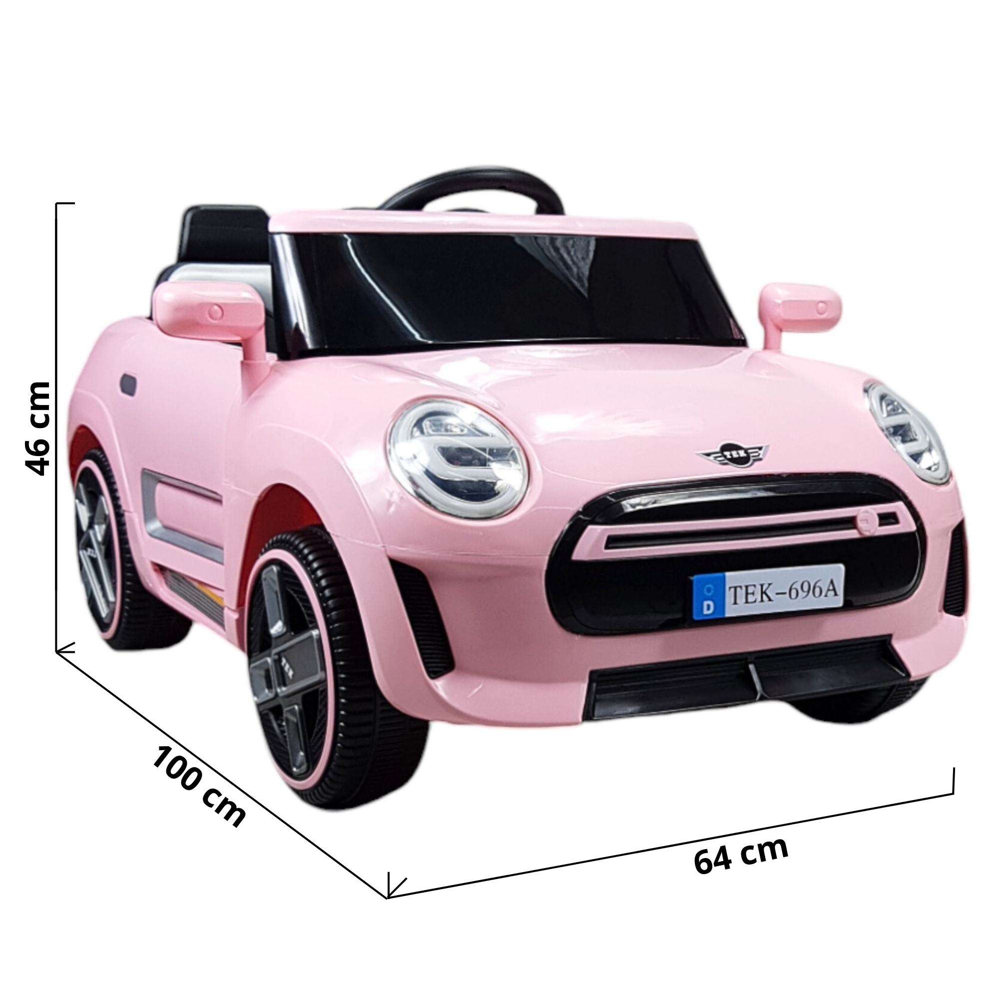 Montable Electrico para Niños Cooper con Control Remoto Luz Led 12v - Rosa