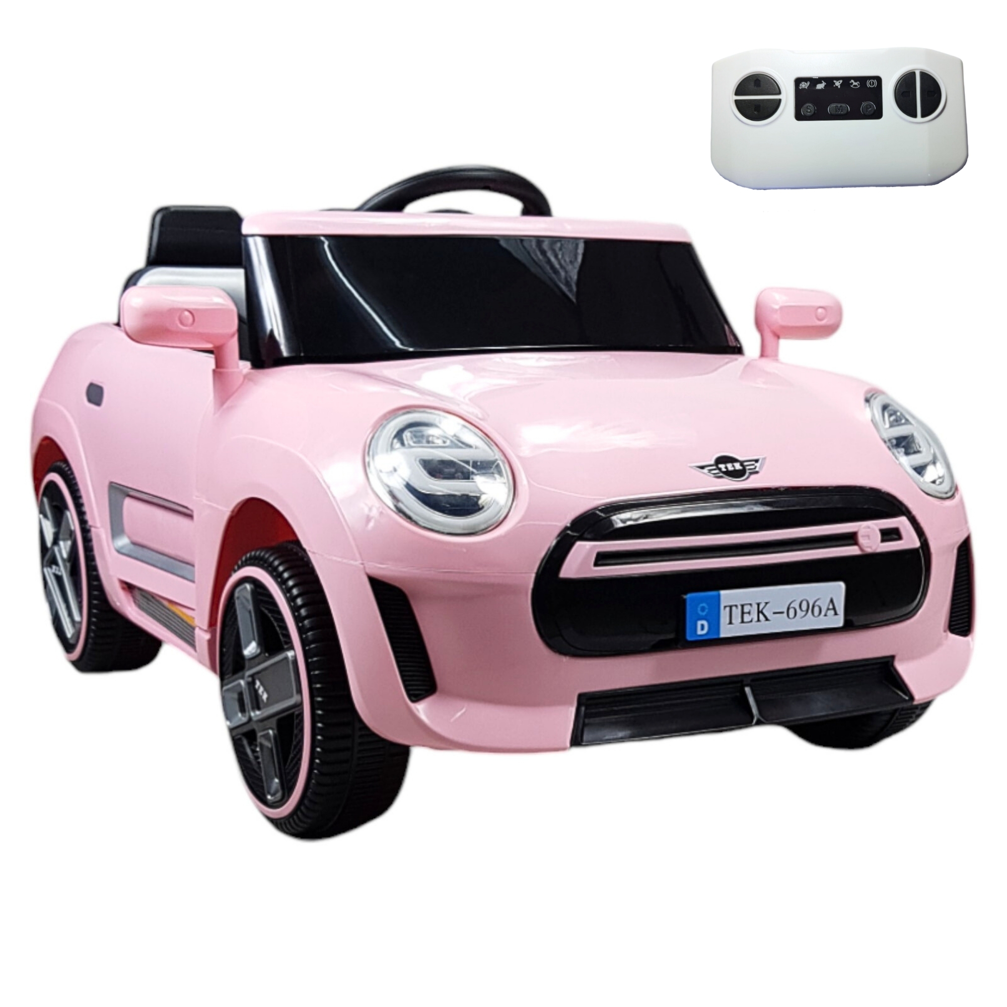 Montable Electrico para Niños Cooper con Control Remoto Luz Led 12v - Rosa