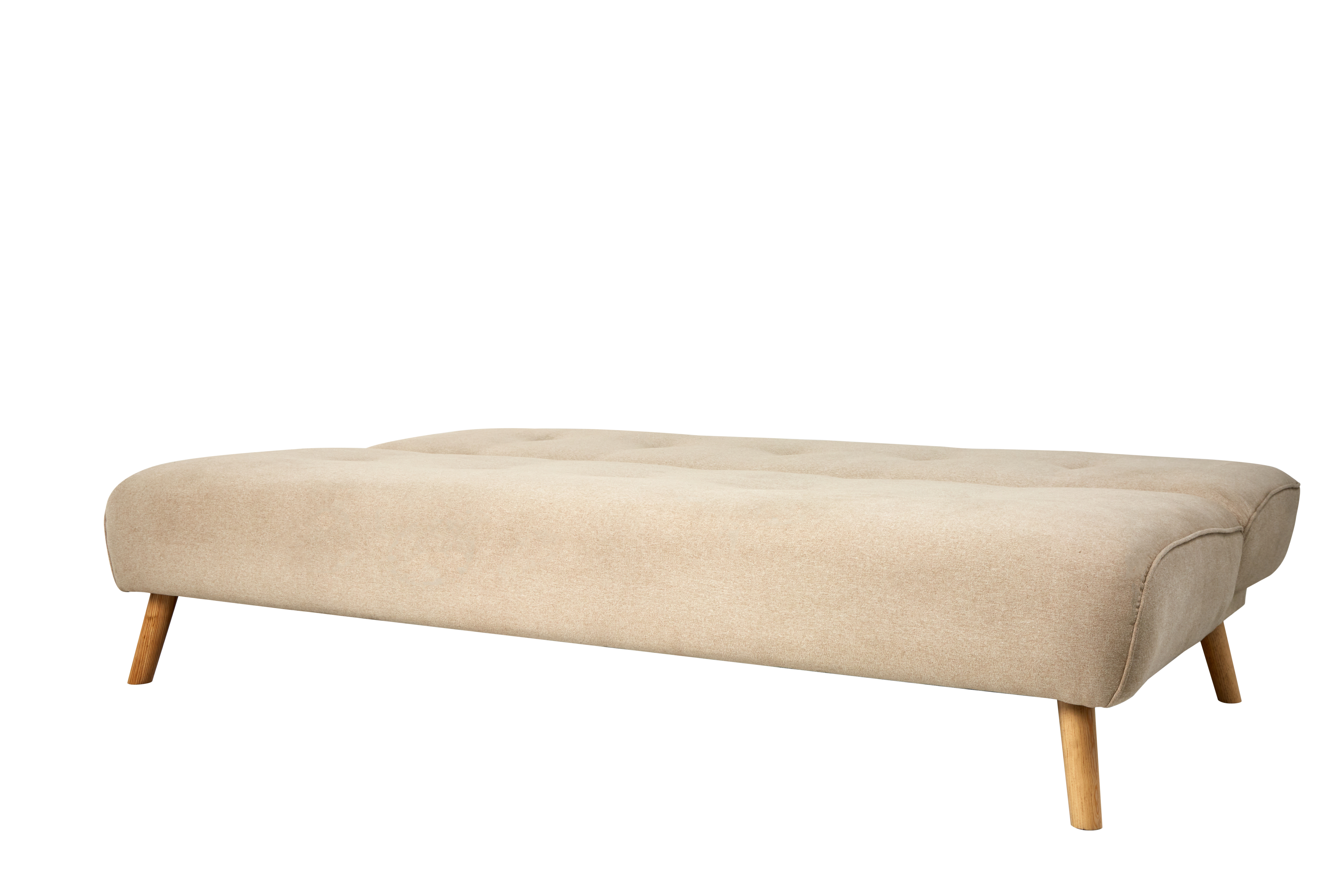 Sofá Cama Tapizado en Lino Color Crema. Estructura de Madera Sólida
