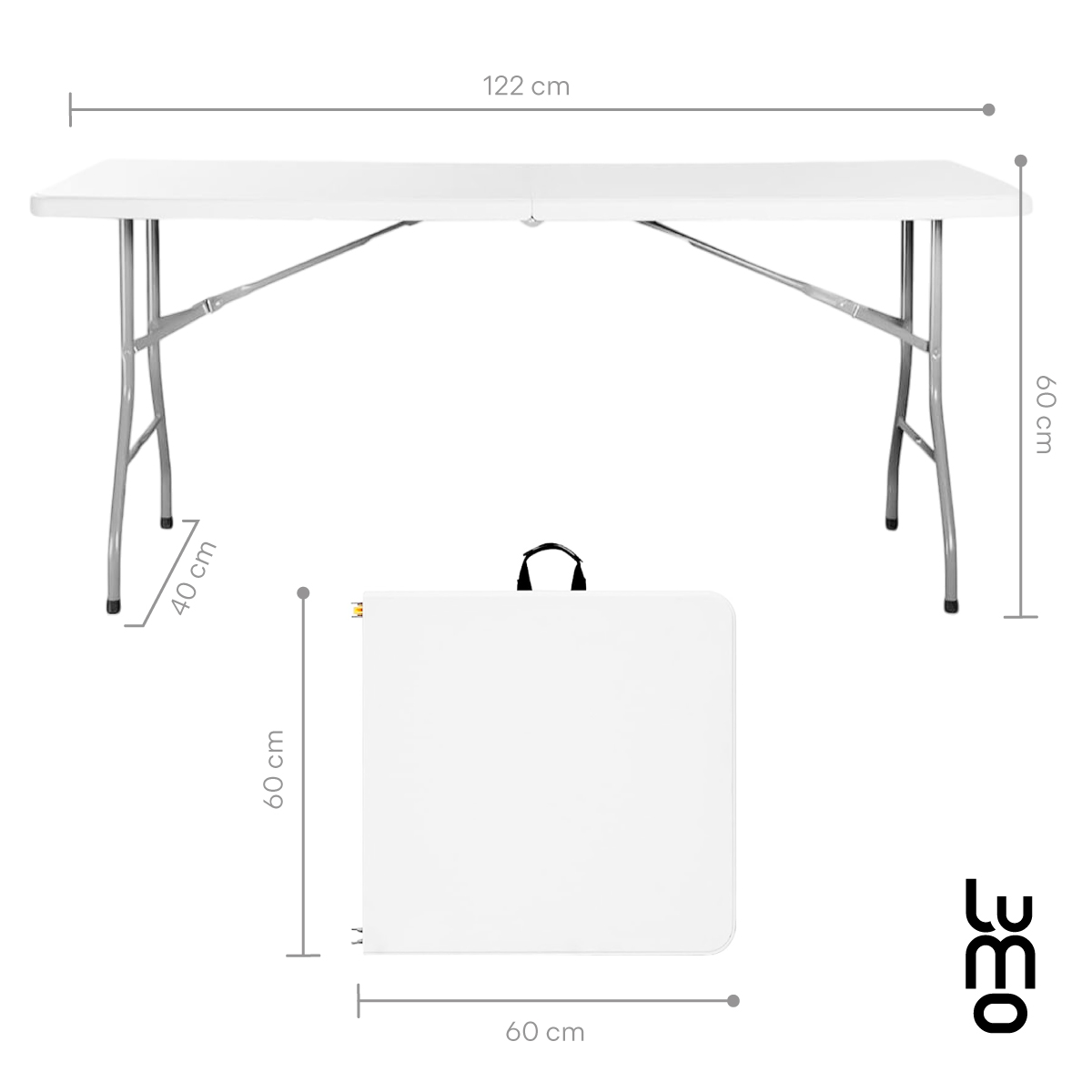 Mesa Plegable 180 Cm Plastica Tipo Portafolio Eventos Jardin