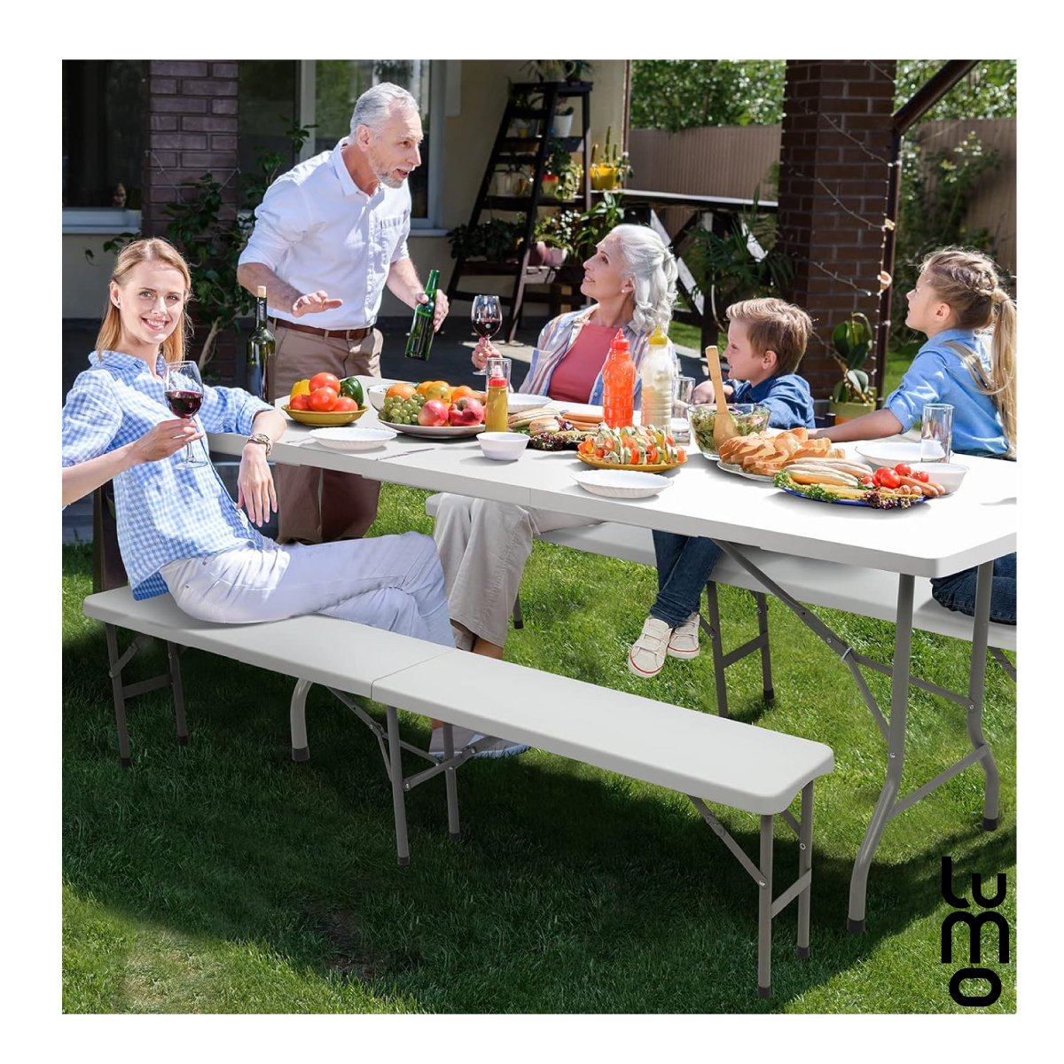 Mesa Plegable 180 Cm Plastica Tipo Portafolio Eventos Jardin