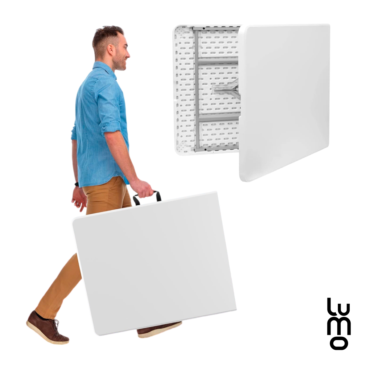 Mesa Plegable 180 Cm Plastica Tipo Portafolio Eventos Jardin