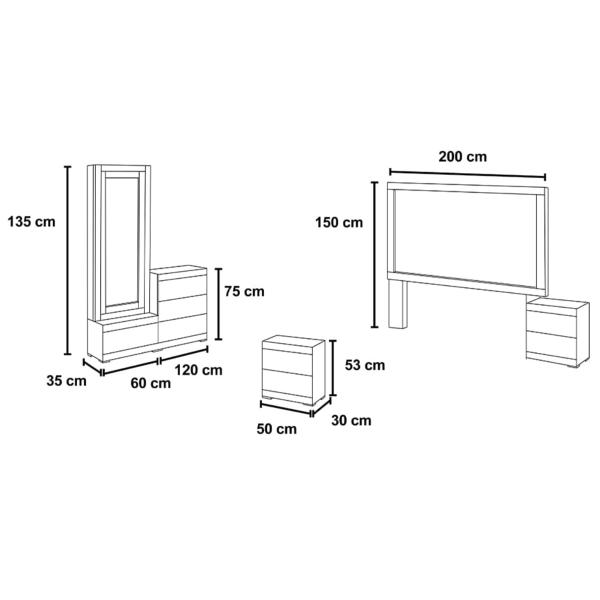 Recamara King Size Venecia 5 Piezas Nogal - Kessa
