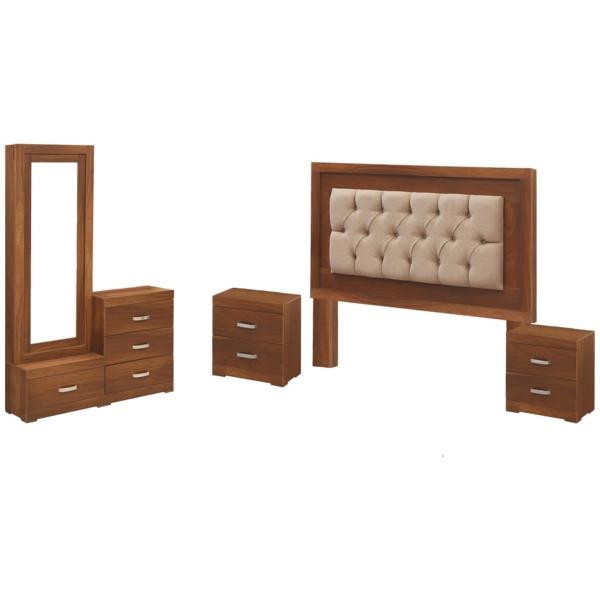 Recamara King Size Venecia 5 Piezas Nogal - Kessa