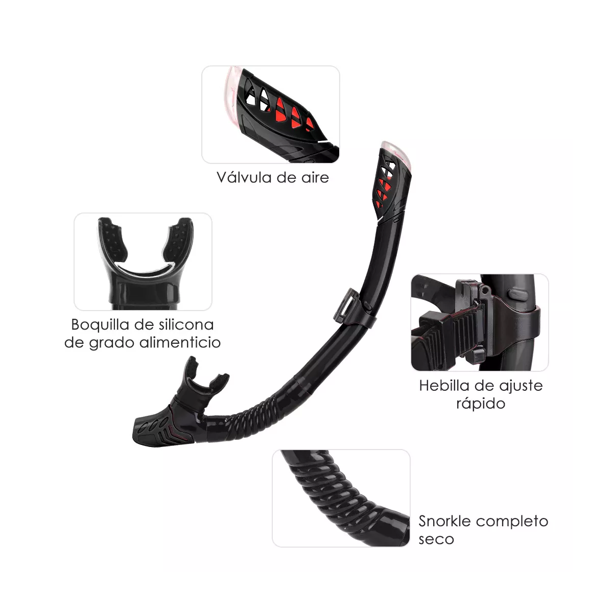 Juego De Lentes Con Vidrio Templado Snorkel Buceo Silicona