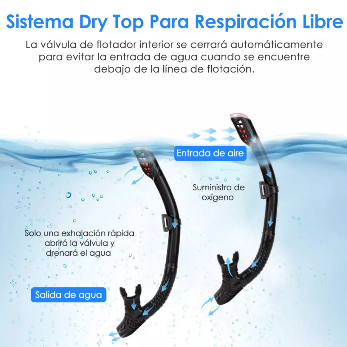 Juego De Lentes Con Vidrio Templado Snorkel Buceo Silicona