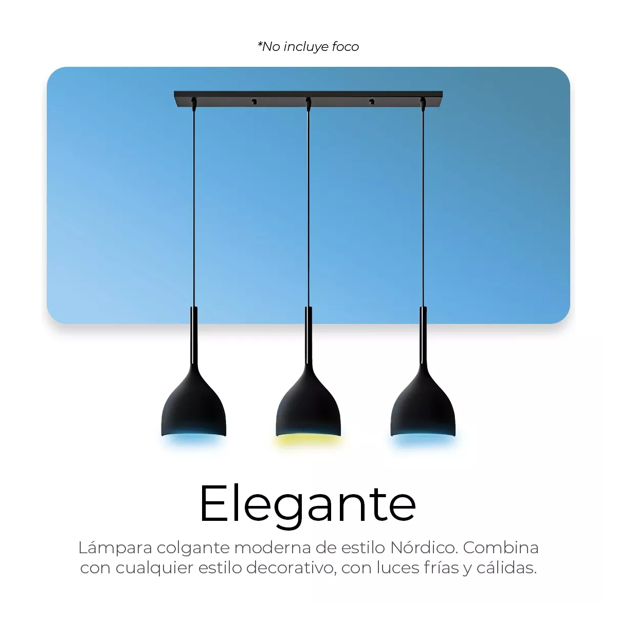 Lampara Colgante Moderna Candelabro 3 Cabezas Alt. Ajustable Negro