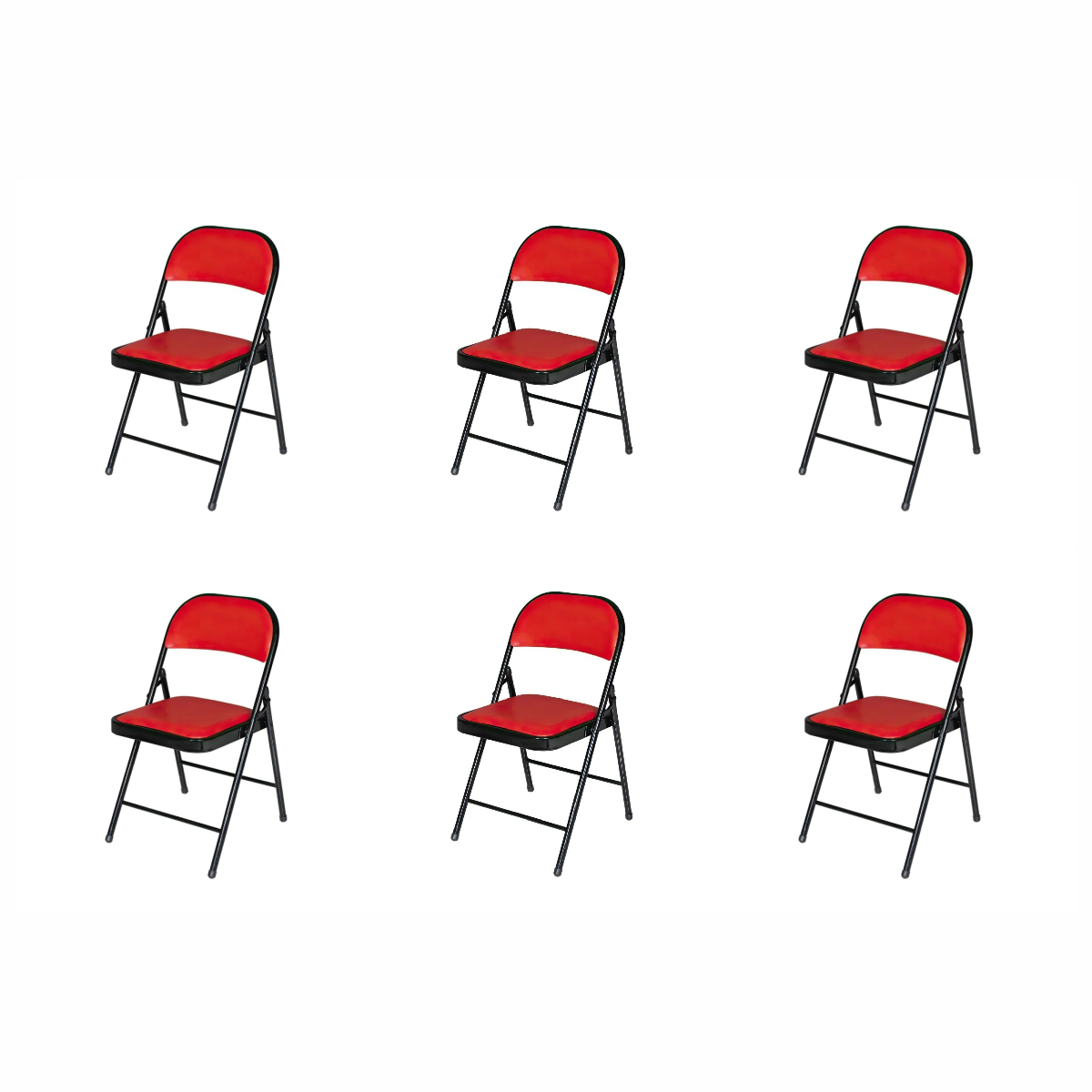 Set De 6 Sillas Plegables Ilios Innova Acojinadas Color Rojo Con Negro