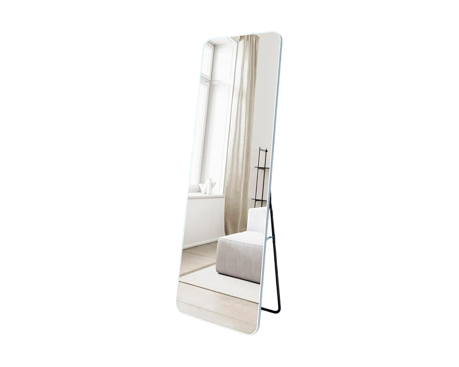Espejo de Piso Cuerpo Completo con Soporte y Marco de Aluminio Bluelander