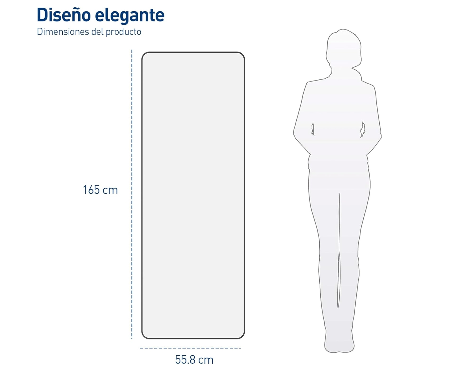 Espejo de Piso Cuerpo Completo con Soporte y Marco de Aluminio Bluelander