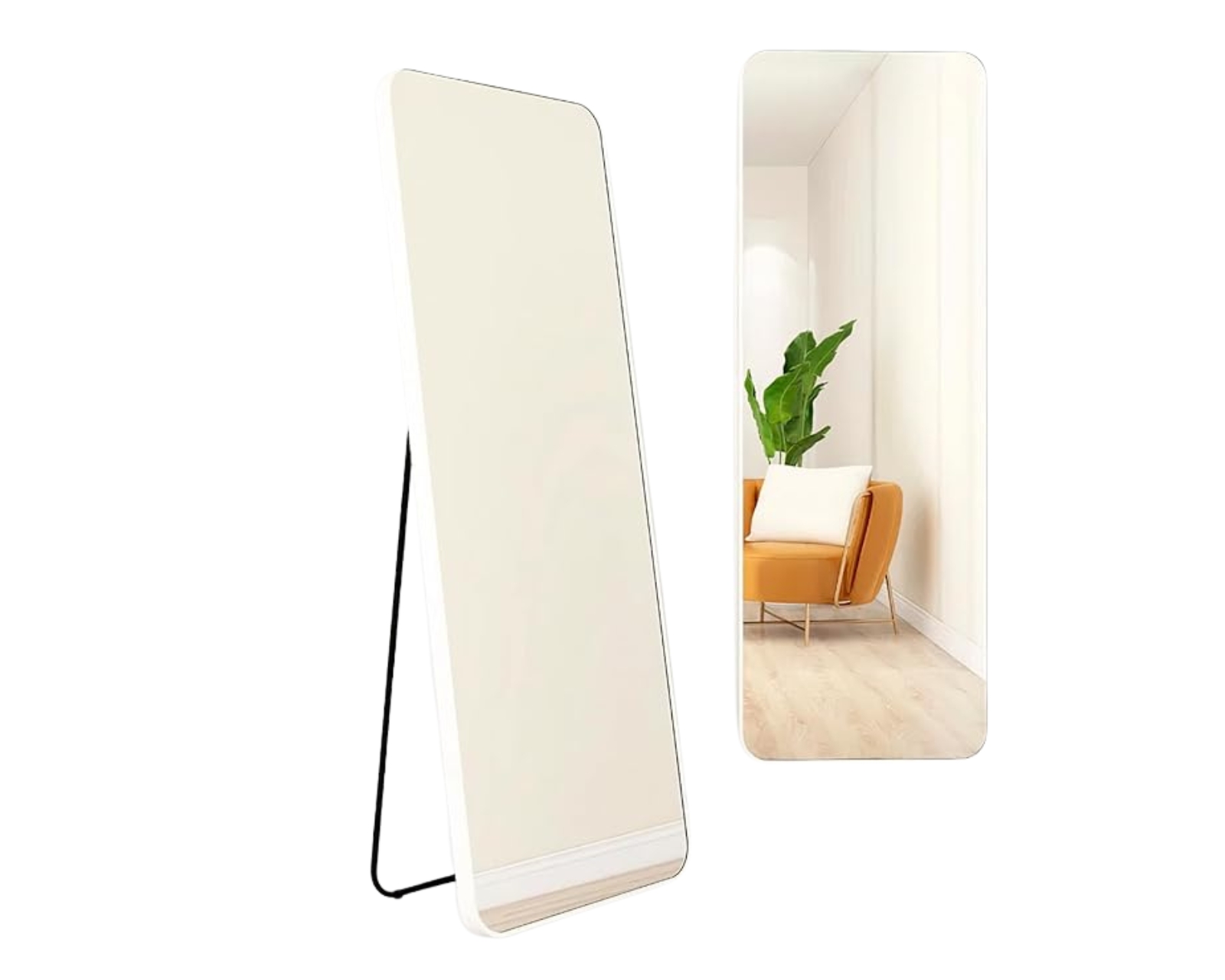 Espejo de Piso Cuerpo Completo con Soporte y Marco de Aluminio Bluelander