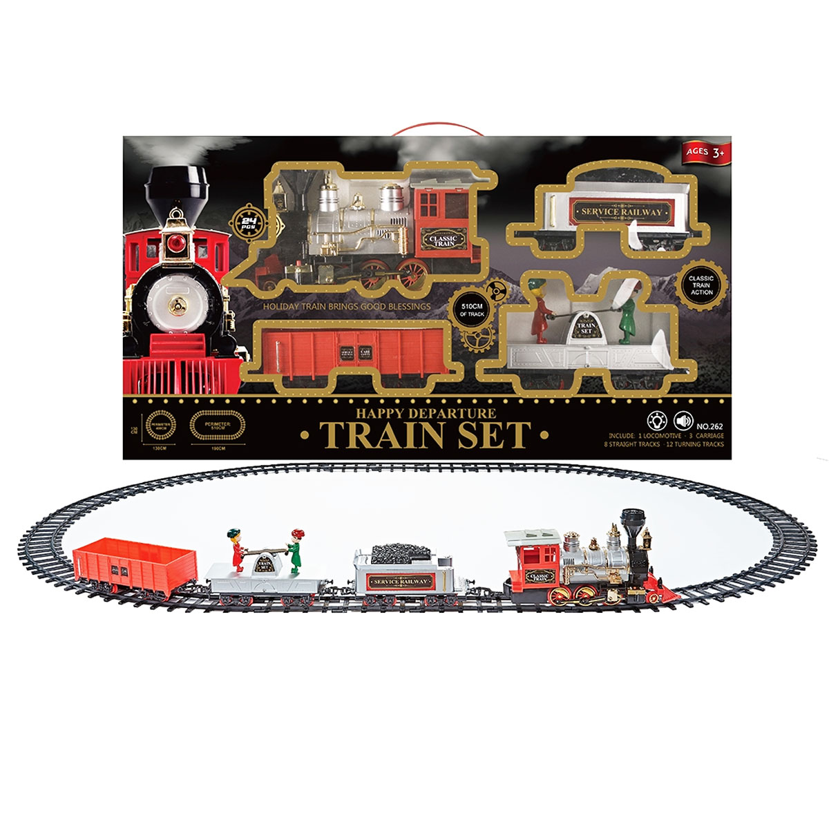  Tren Navideño 4 Vagones 24 piezas