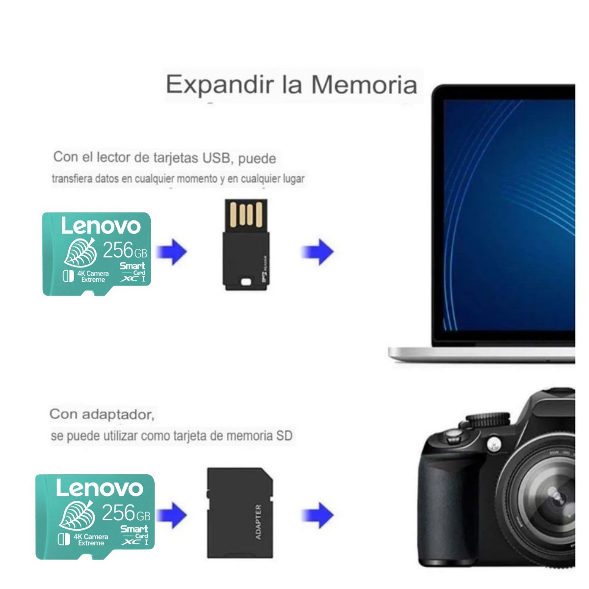 Lenovo tarjeta memoria Original teléfonos pc lap Micro TF SD alta velocidad 512GB usb Ps5 gamer