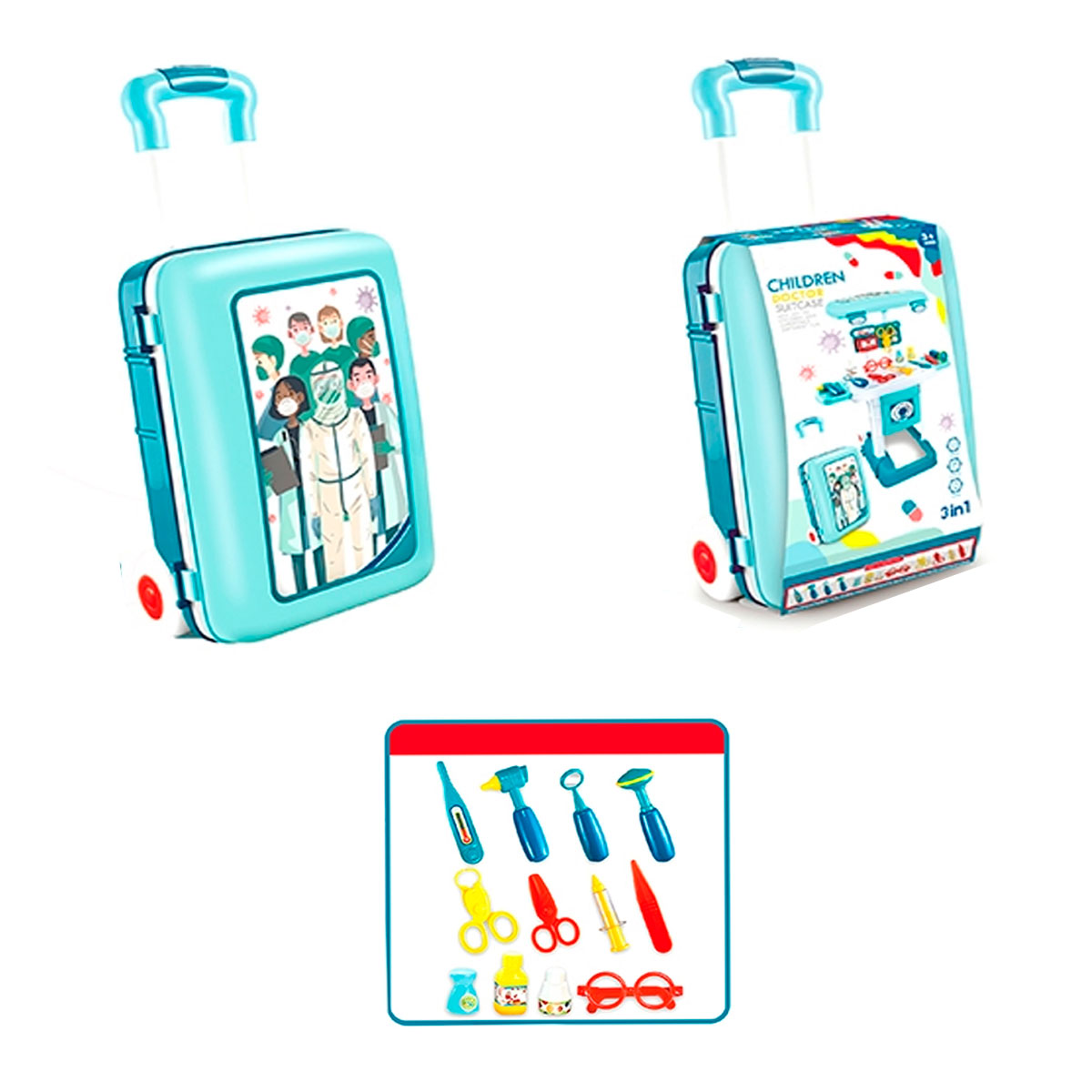 Juguete  Maleta Consultorio Doctor 3en1 28 Piezas Azul