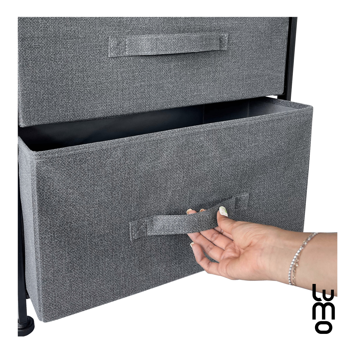 Buro Minimalista Recamara 2 Cajones De Tela Comoda 2 Piezas