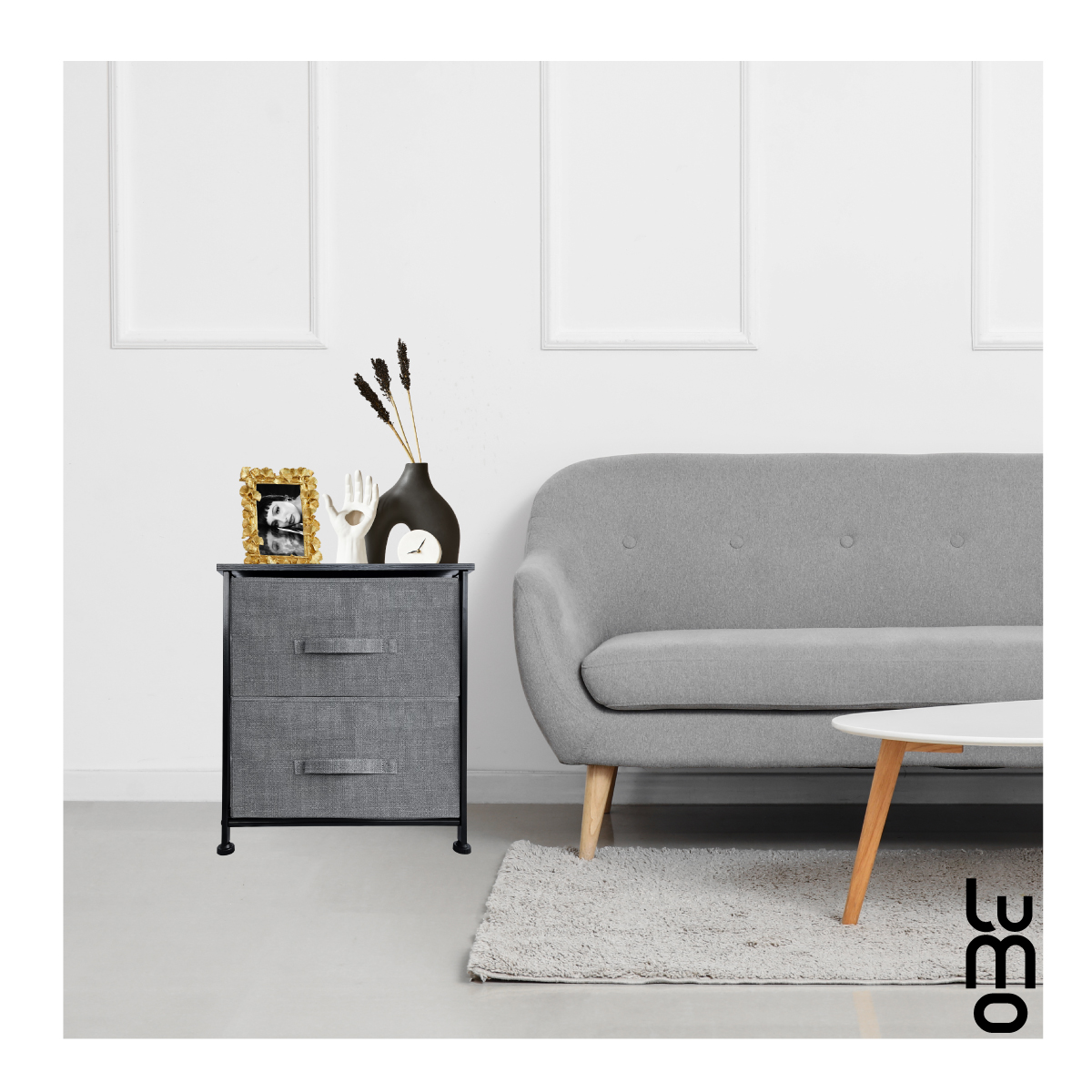 Buro Minimalista Recamara 2 Cajones De Tela Comoda 2 Piezas