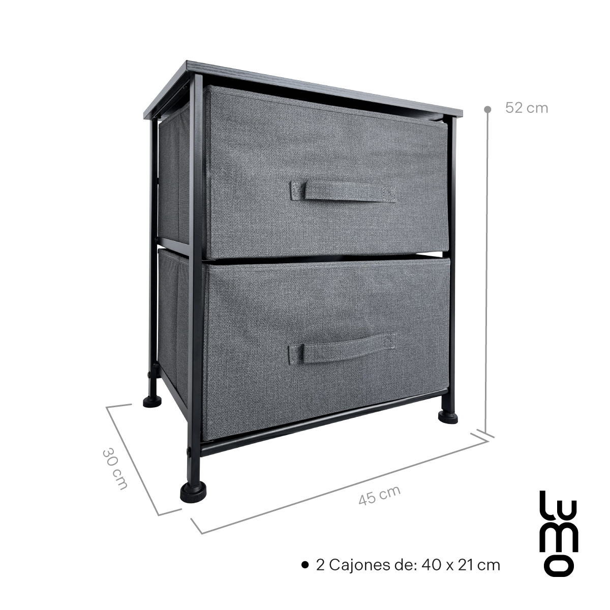 Buro Minimalista Recamara 2 Cajones De Tela Comoda 2 Piezas