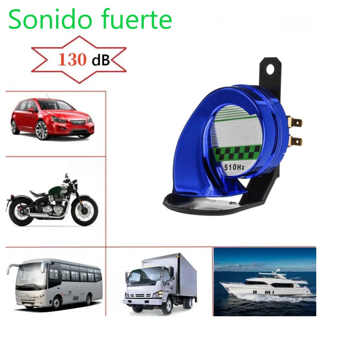 Bocina Universal moto azul claxon caracol 12V CC 130dB sirena fuerte 510Hz coche camión altavoces