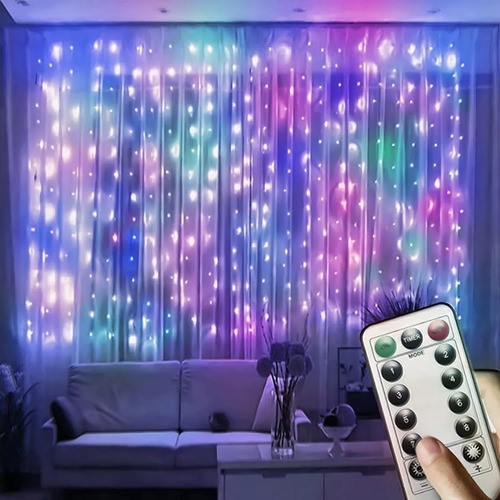 Cortinas Serie Luces 300 Led Decorativas Usb 3x3m tricolor