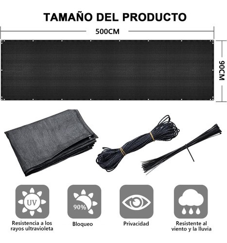 Cubierta De Valla De Pantalla De Privacidad Para Balcón 5m negro