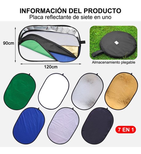 Reflector Luz Rebotador Fotografía Estudio Portátil 7-en-1 