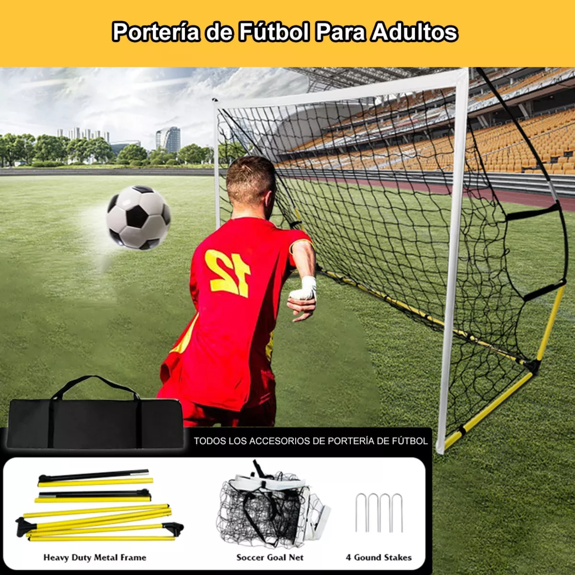 Porteria Fútbol Red Fútbol 2.4x1.5m Portátil Exterior Bolsa