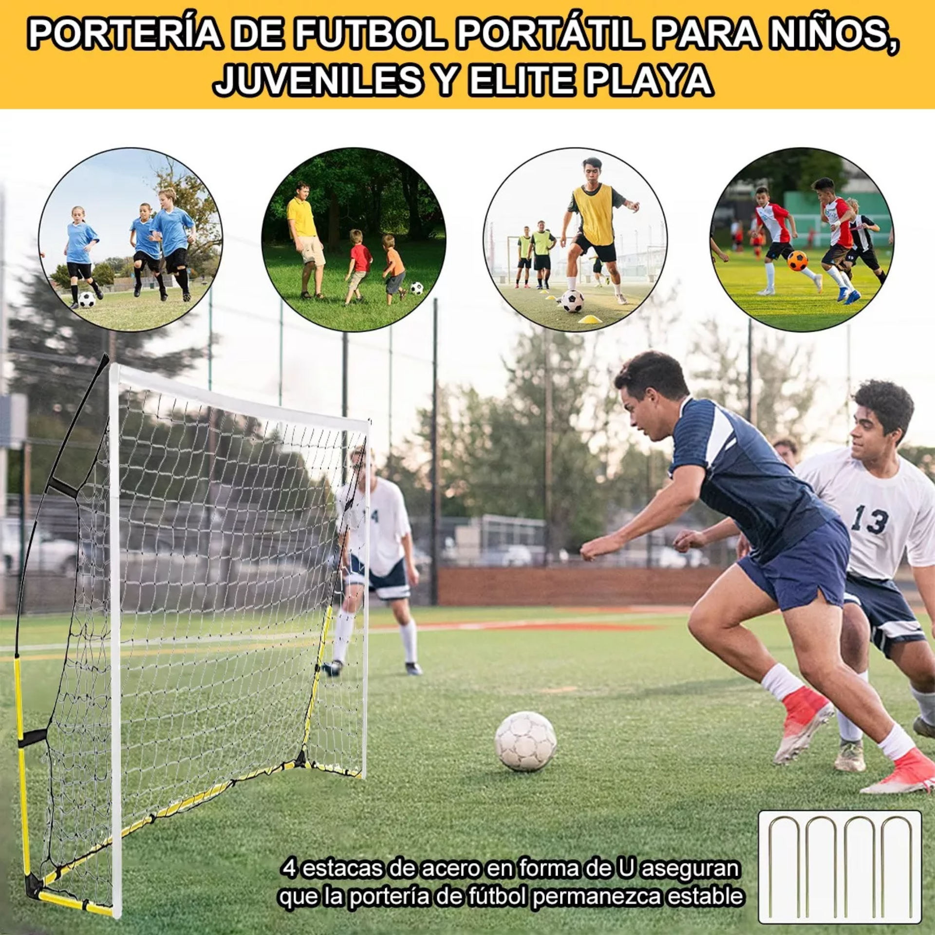 Porteria Fútbol Red Fútbol 2.4x1.5m Portátil Exterior Bolsa