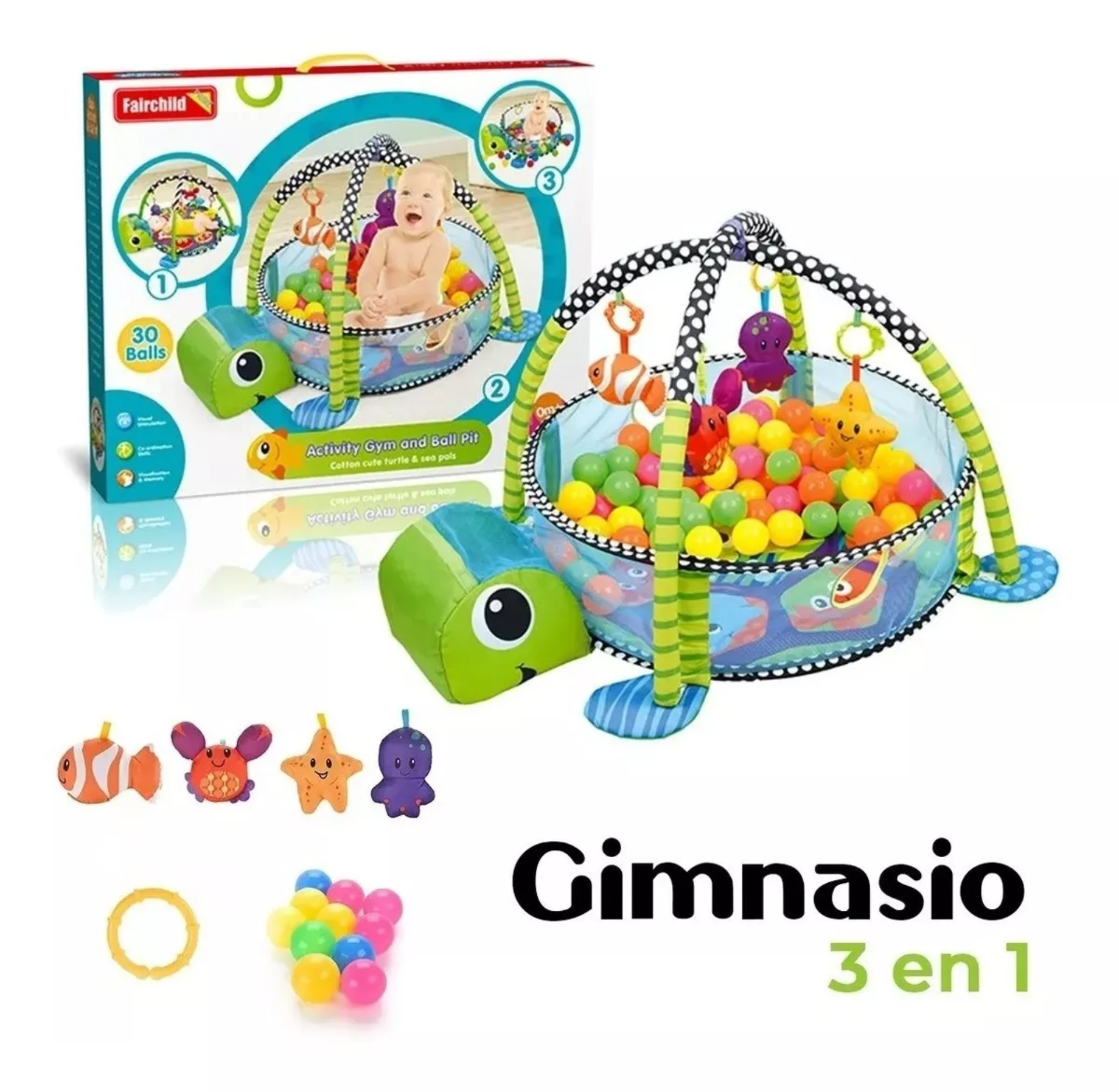 Gimnasio Para Bebe Tapete Pelotas Tortuga Actividades Niños