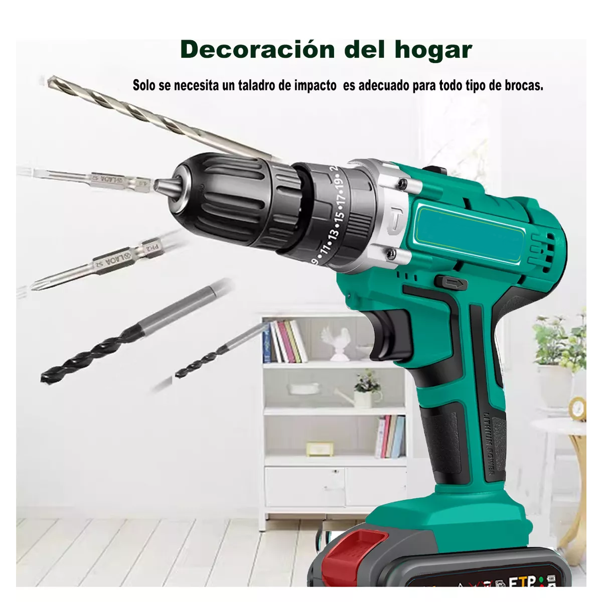 Taladro Rotomartillo electroneumático inalámbrico verde oscuro con 156W