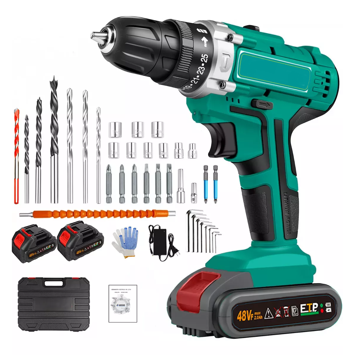 Taladro Rotomartillo electroneumático inalámbrico verde oscuro con 156W