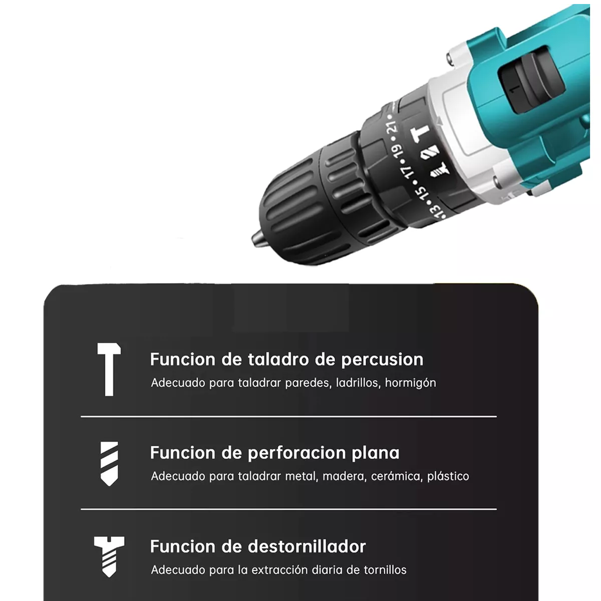 Taladro Rotomartillo electroneumático inalámbrico verde oscuro con 156W