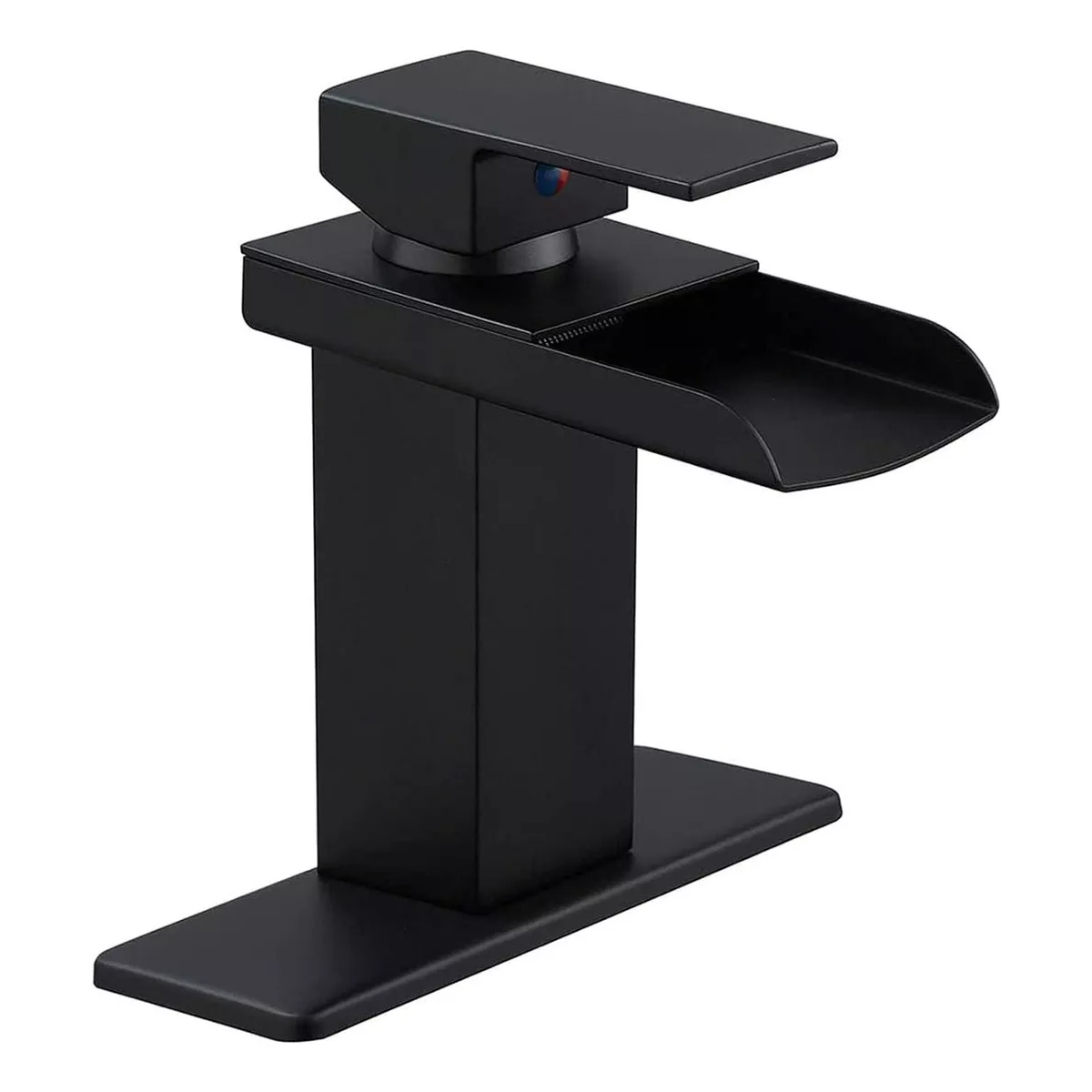 Llave Monomando Mezcladora Lavabo Baño Cascada Acero 16cm Negro Mate