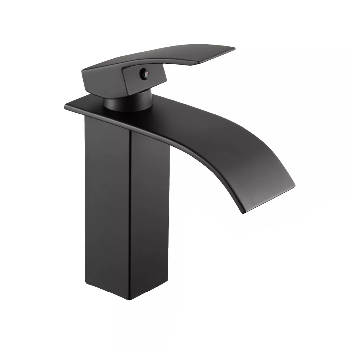 Llave Mezcladora Plana Monomando Negro Para Fregadero Lavabo Mate