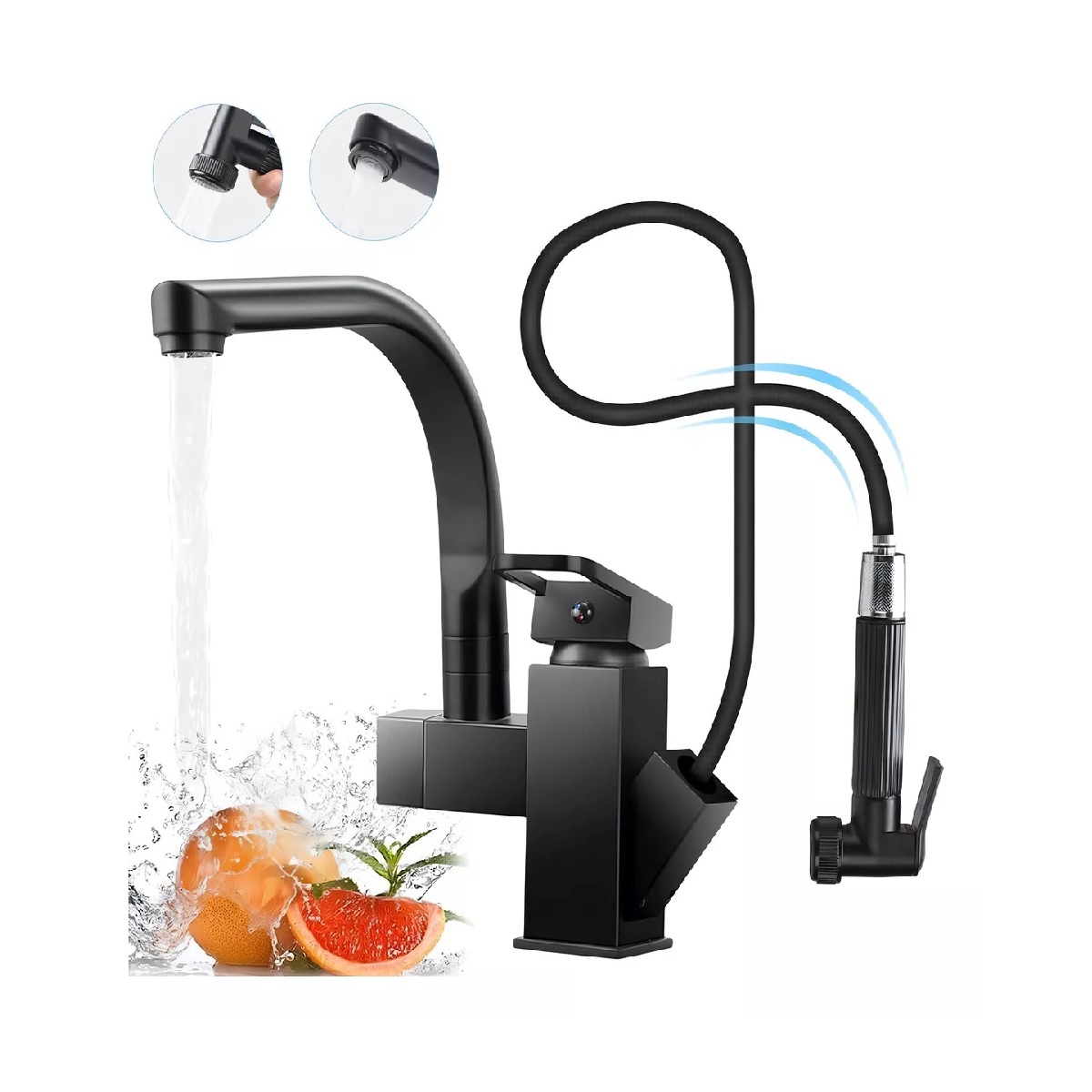 Mezcladora Para Fregadero Flexible Llave Cocina Puede Sacar Color Negro