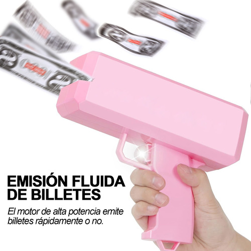 Pistola Lanza Billetes Cash Super Gun Fiesta Money Rain rosa