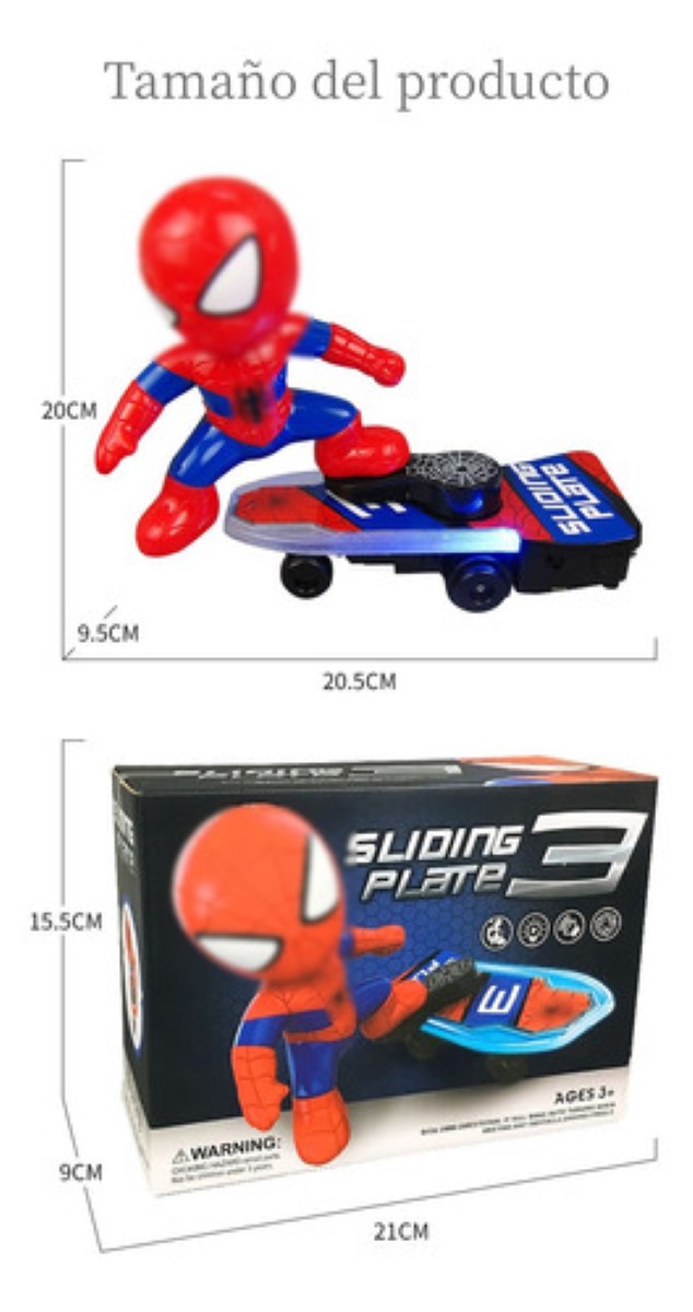 Juguete De Spiderman En Patineta Con Luz Y Sonido Para Niños spider man rojo