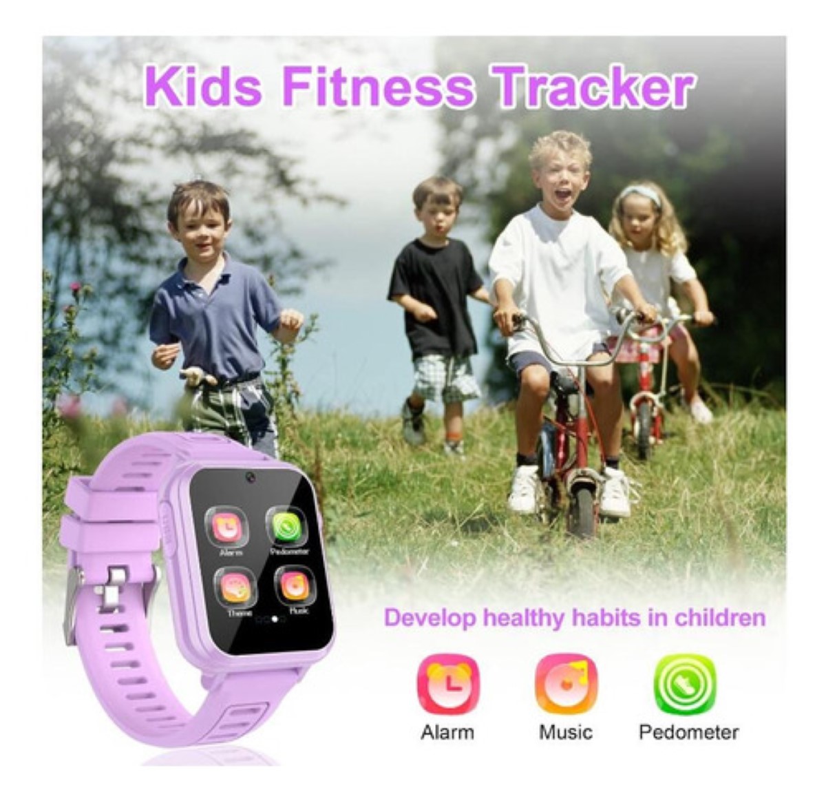 Reloj Inteligente Con Cámara Y 24 Juegos Para Niños lila
