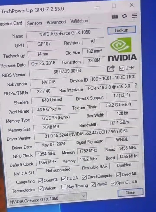 Tarjeta grafica Nvidia GTX 1050 GDDR5 Maxsun 
