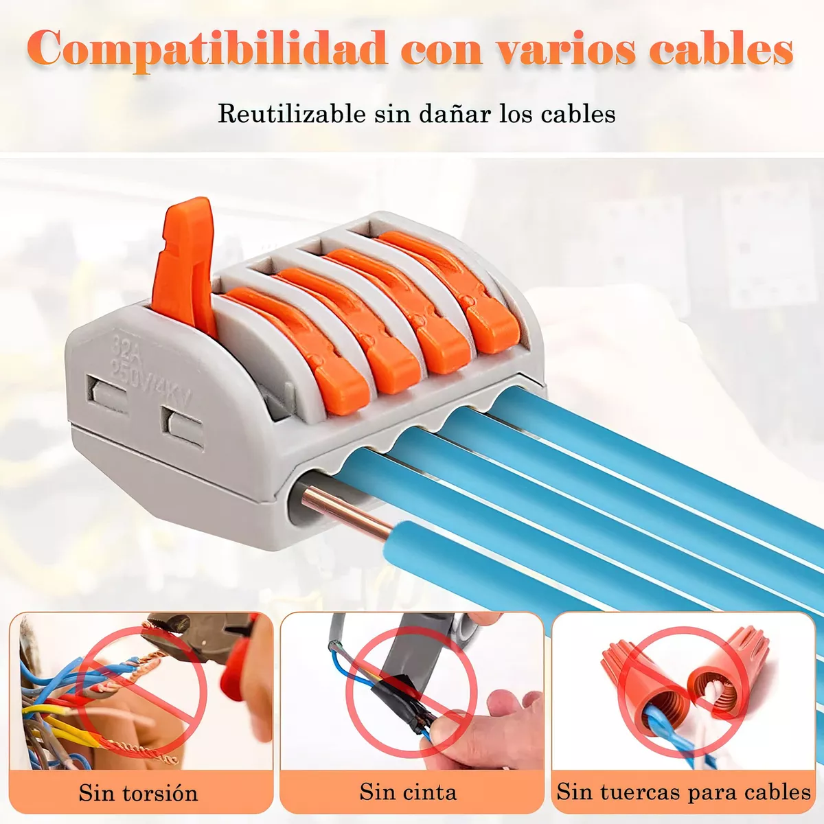 Kit 121 Conectores De Cable Compactos Bloques Eléctricos Empalme