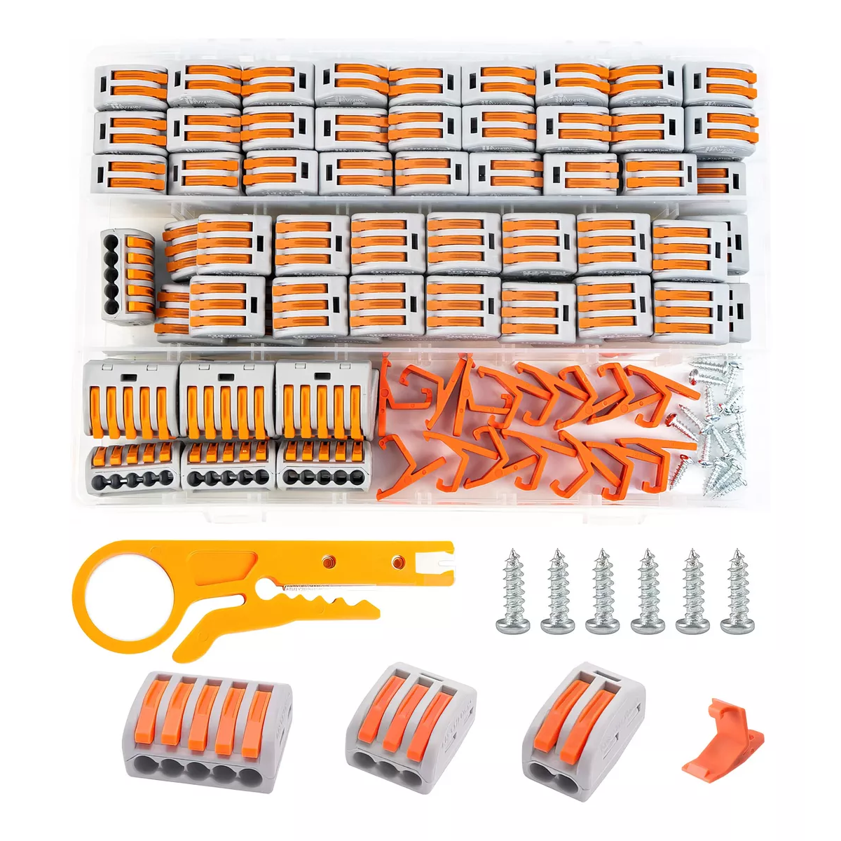 Kit 121 Conectores De Cable Compactos Bloques Eléctricos Empalme