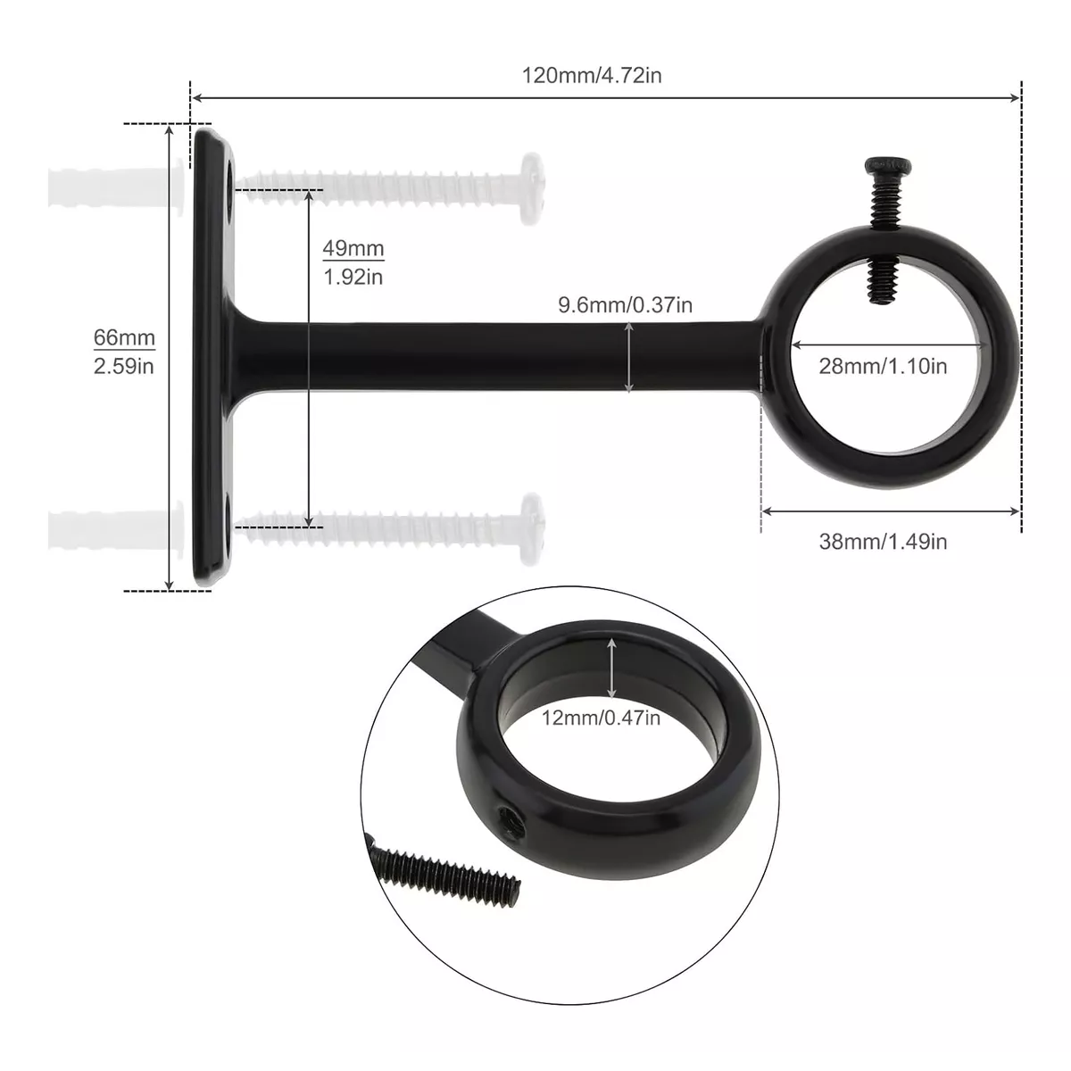 Soporte 2 Cortinero Para Pared/techos Ajustable Gancho