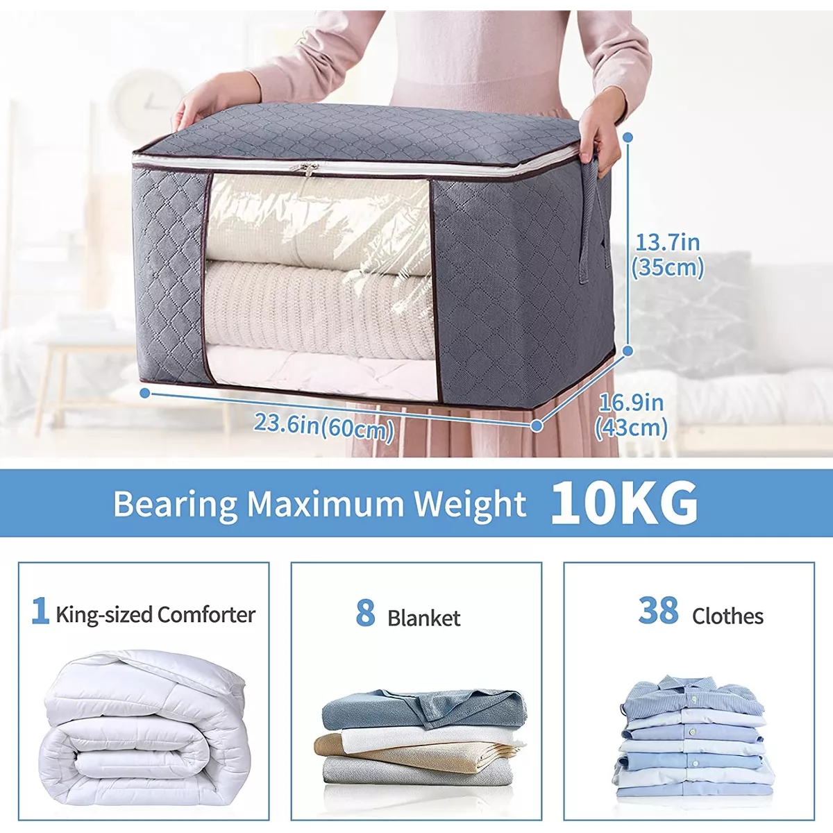 6 Bolsas Organizador Ropa Almacenamiento Sábanas Edredones