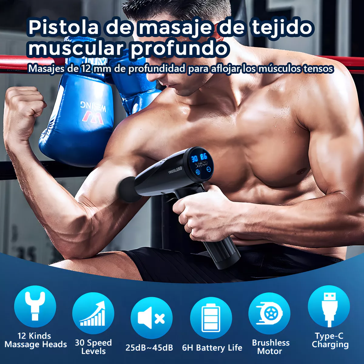 Pistola masajeadora para cuerpo K026 negro 110V/220V