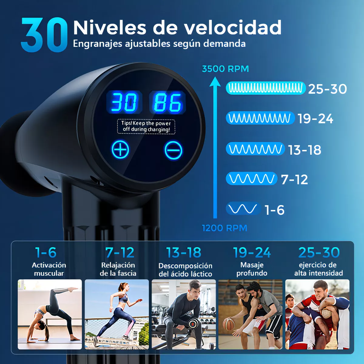 Pistola masajeadora para cuerpo K026 negro 110V/220V
